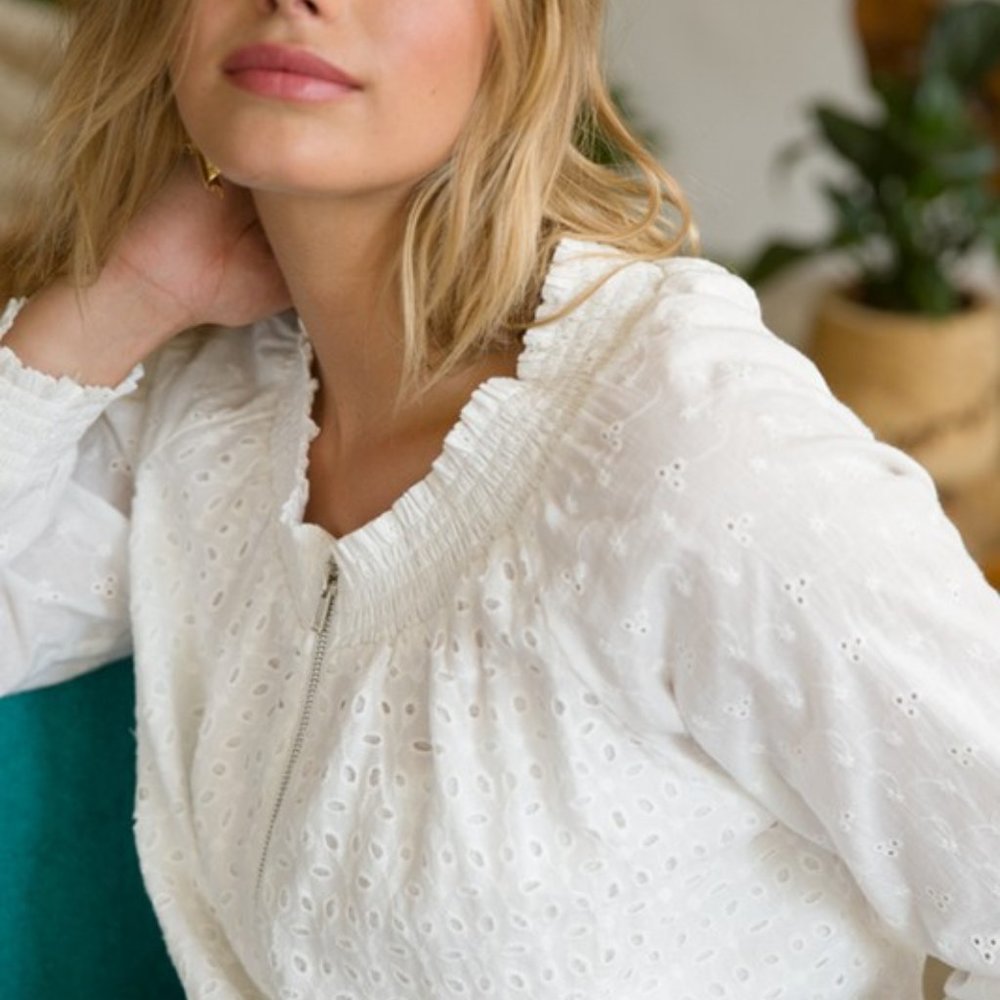 Eyelet Bomber Jacket - Picture 2 of 6